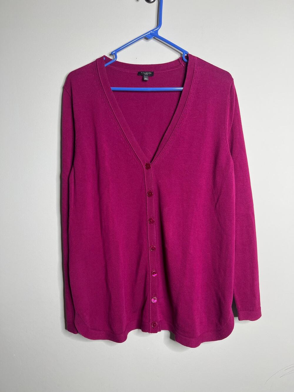 Talbots Petites Magenta Vneck Cardigan Fall Large